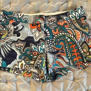 J. Crew High Waist Blue and Orange Shorts